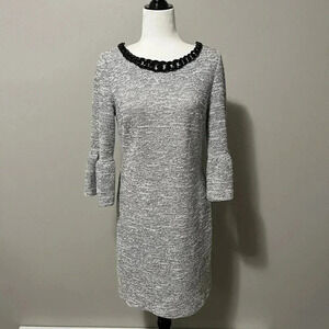 Karl Lagerfeld Paris Tweed Peplum  Sleeve Midi Dress